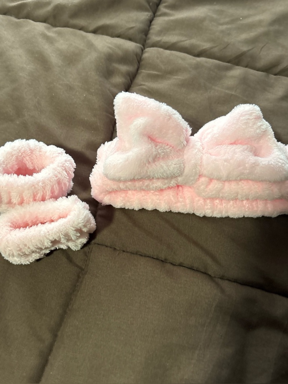 Plush Light Pink Bow Headband with Matching Wrist Wraps